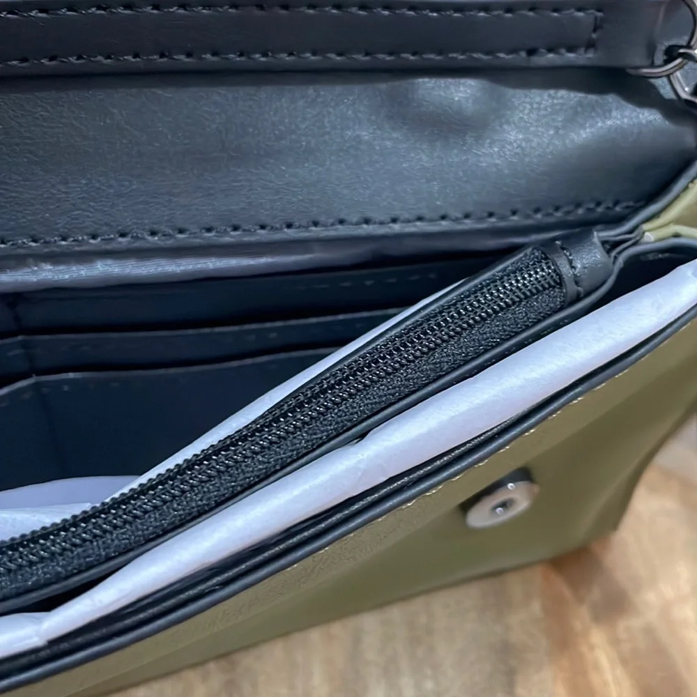 olive green contemporary, simply vera Vera Wang Crossbody purse - Picture 8 of 9